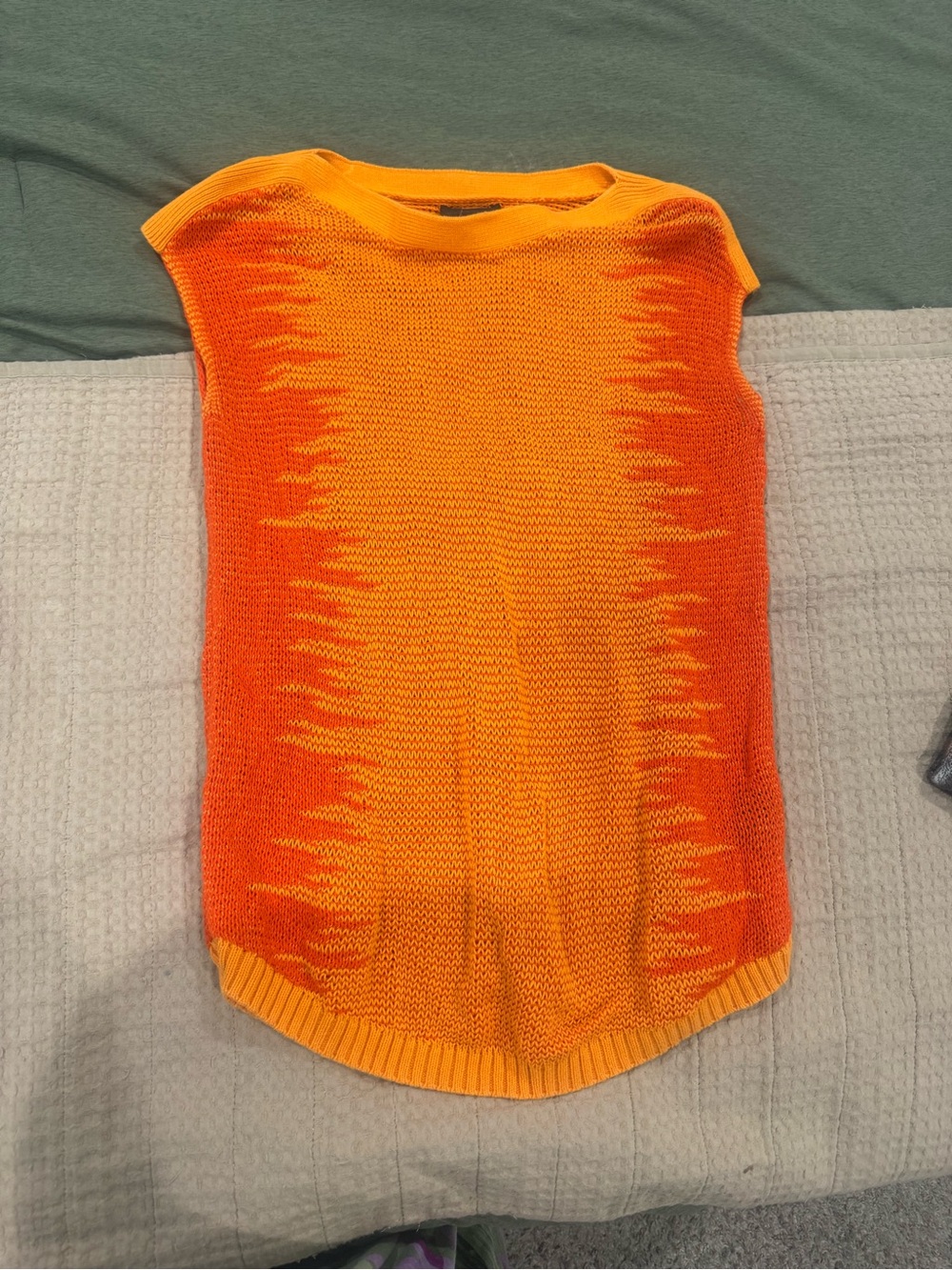 Worthington Bright Orange Open-Knit Crewneck Sweater